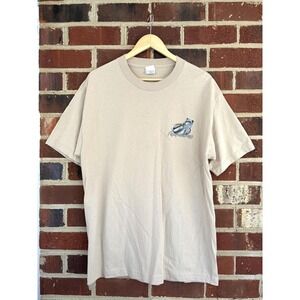 Vintage Flying Fisherman Mens Large Beige Tarpon Fishing Graphic T-Shirt Alstyle
